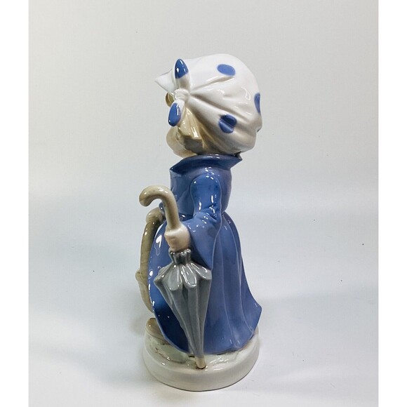 Porcelain Arnart KPM Young Girl With Umbrella and Flower Basket Figurine - Picture 4 of 5